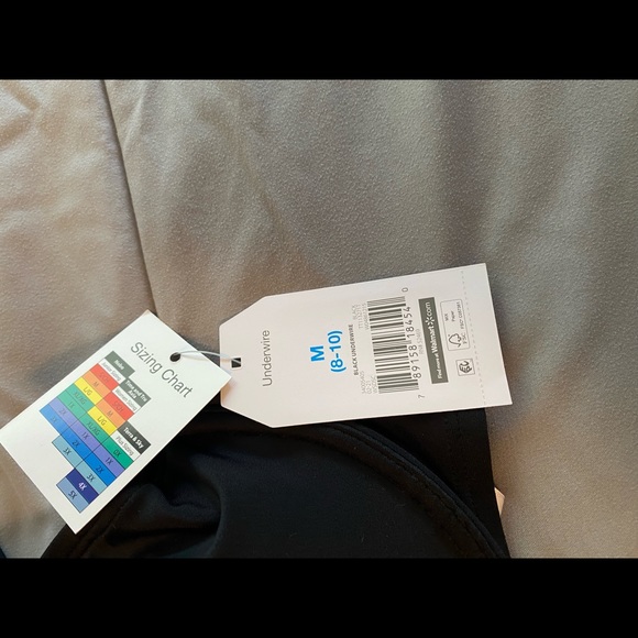 Black underwire bikini top, tie back - Picture 2 of 3